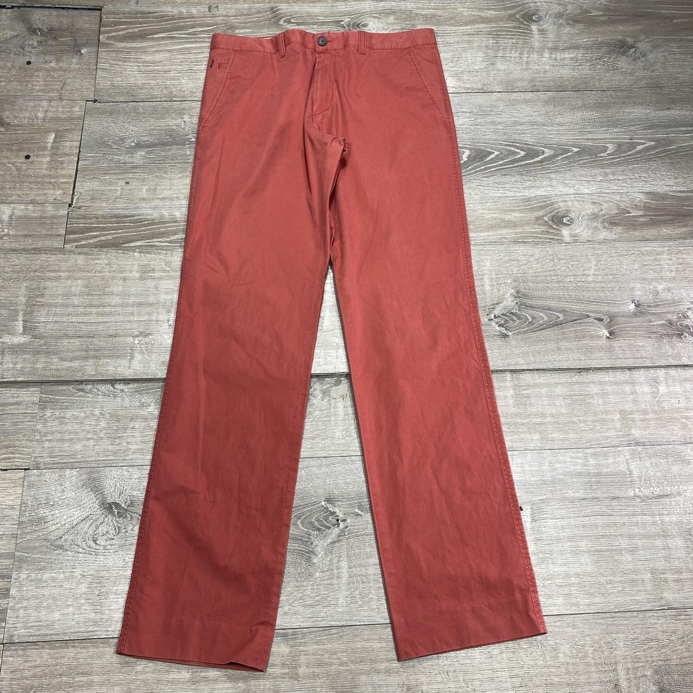 Hugo Boss Pants Mens 32x32 Red Chino Casual Straight Leg‎ Flat Front Trousers